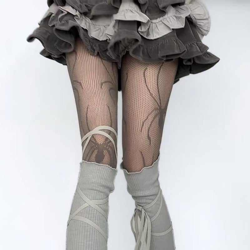 BASEMMAHER Spiders Fishnet Tights Gothic Spider Web Stockings Pantyhose for Women Halloween Cosplay Costume - Image 5